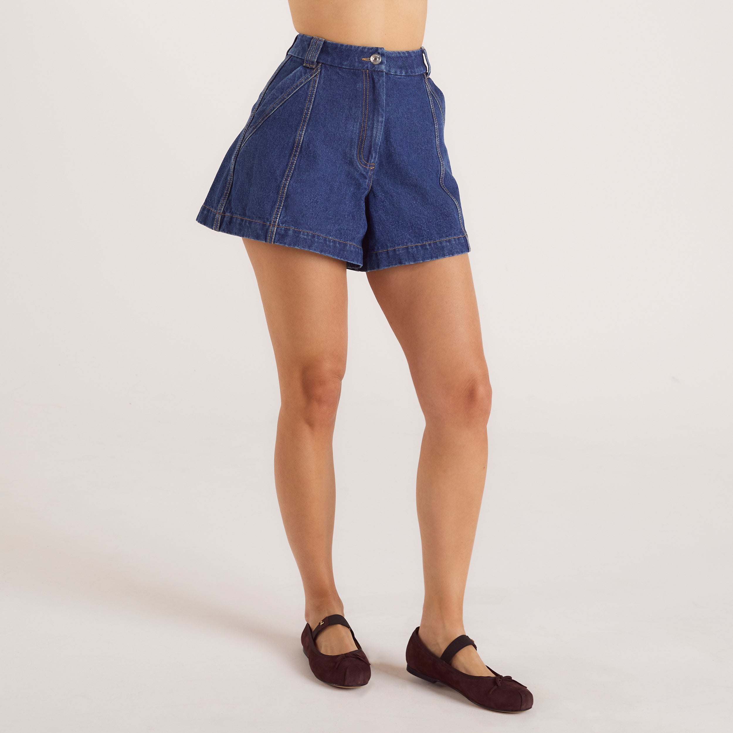 Wide-Hem Denim Shorts | Wide-Hem Denim Shorts - Blauw