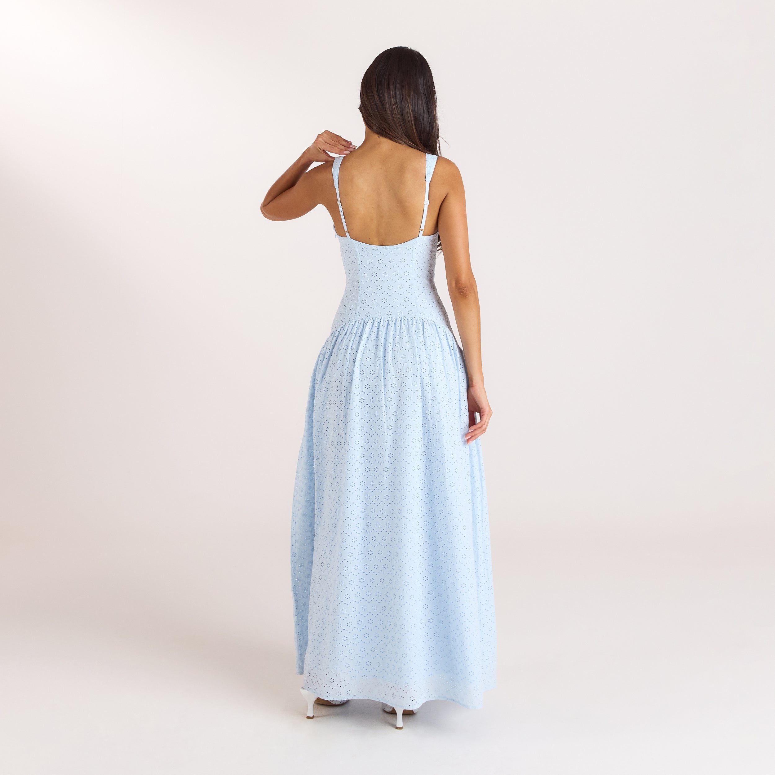 Broderie Maxijurk | Broderie Maxijurk - Blauw