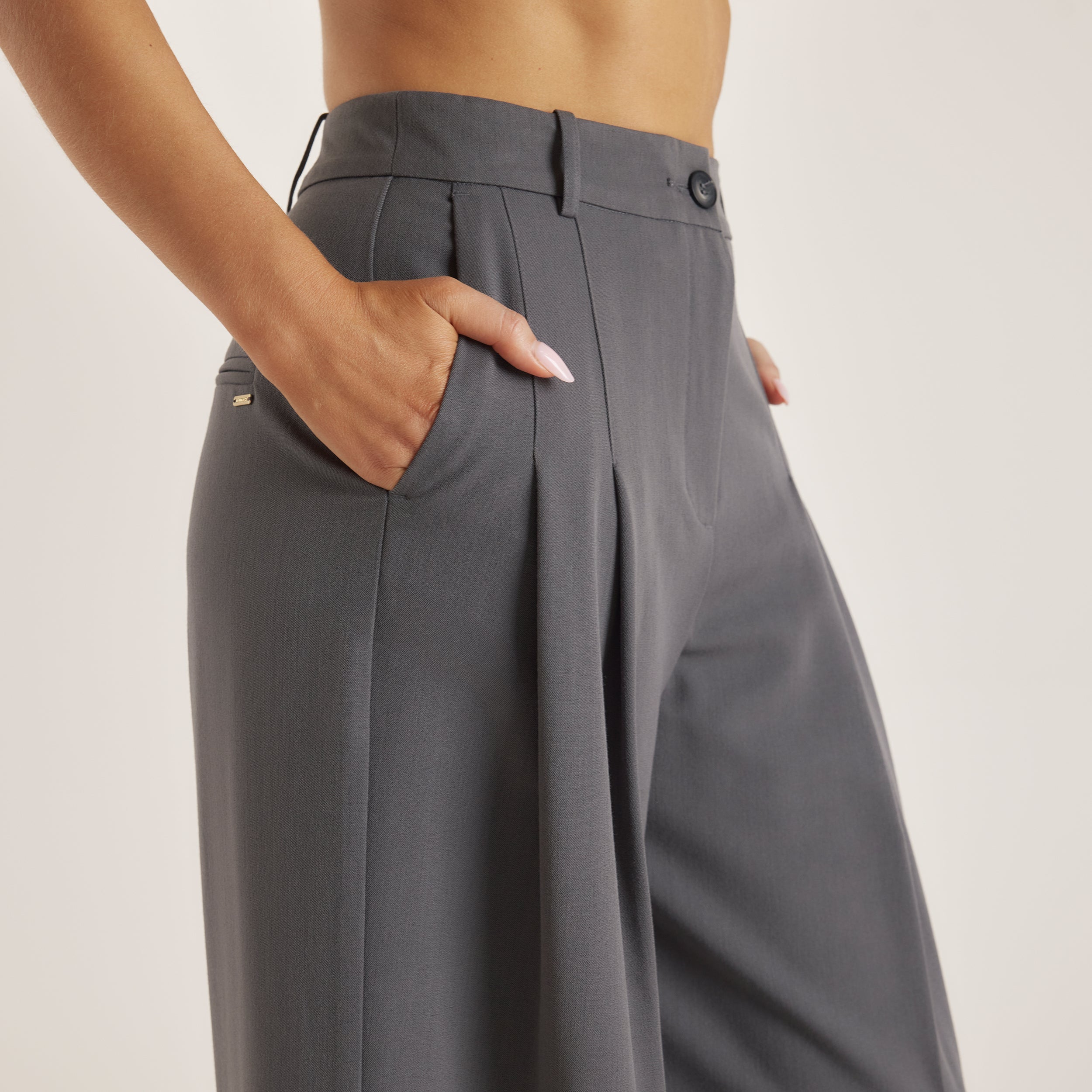 Tailored Turn-Up Broek | Tailored Turn-Up Broek - Houtskool