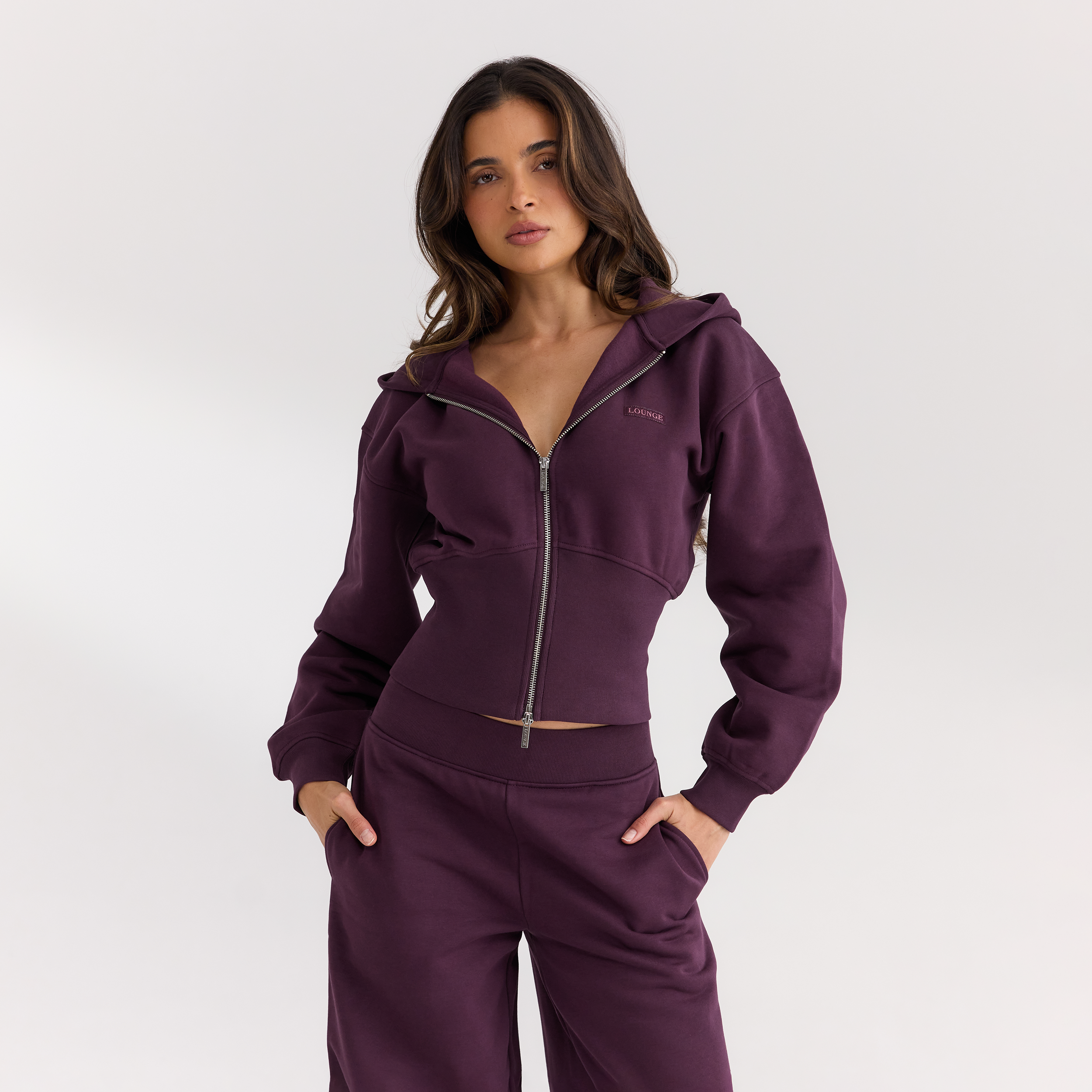 Getailleerde hoodie met ritssluiting | Getailleerde hoodie met ritssluiting - Kersenrood