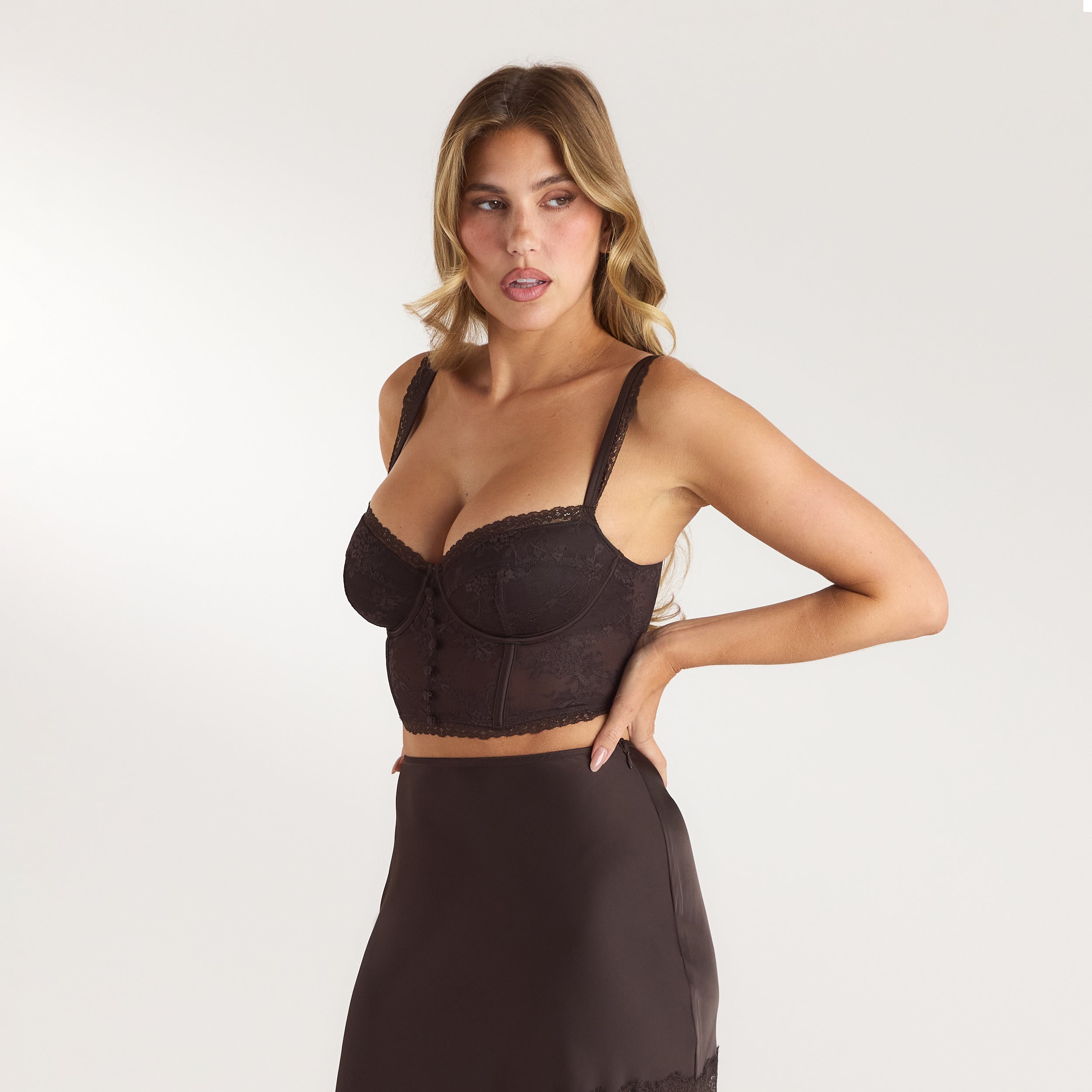 Lace Bralette Top | Lace Bralette Top - Chocolade