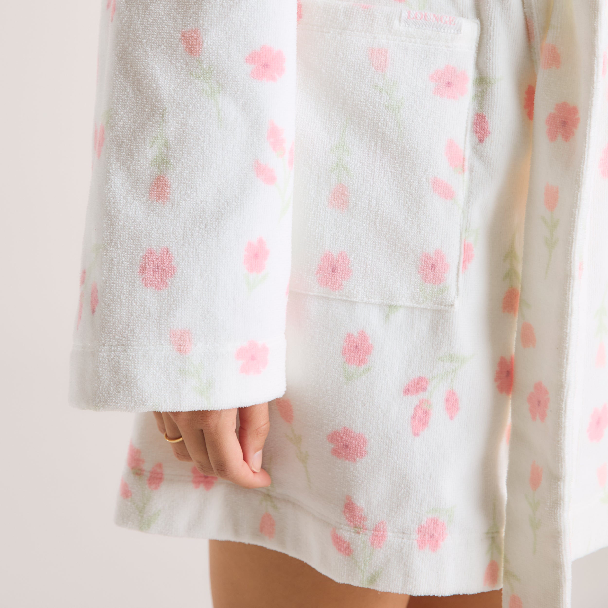 Korte Towelling Kamerjas | Korte Towelling Kamerjas - Bloemenprint
