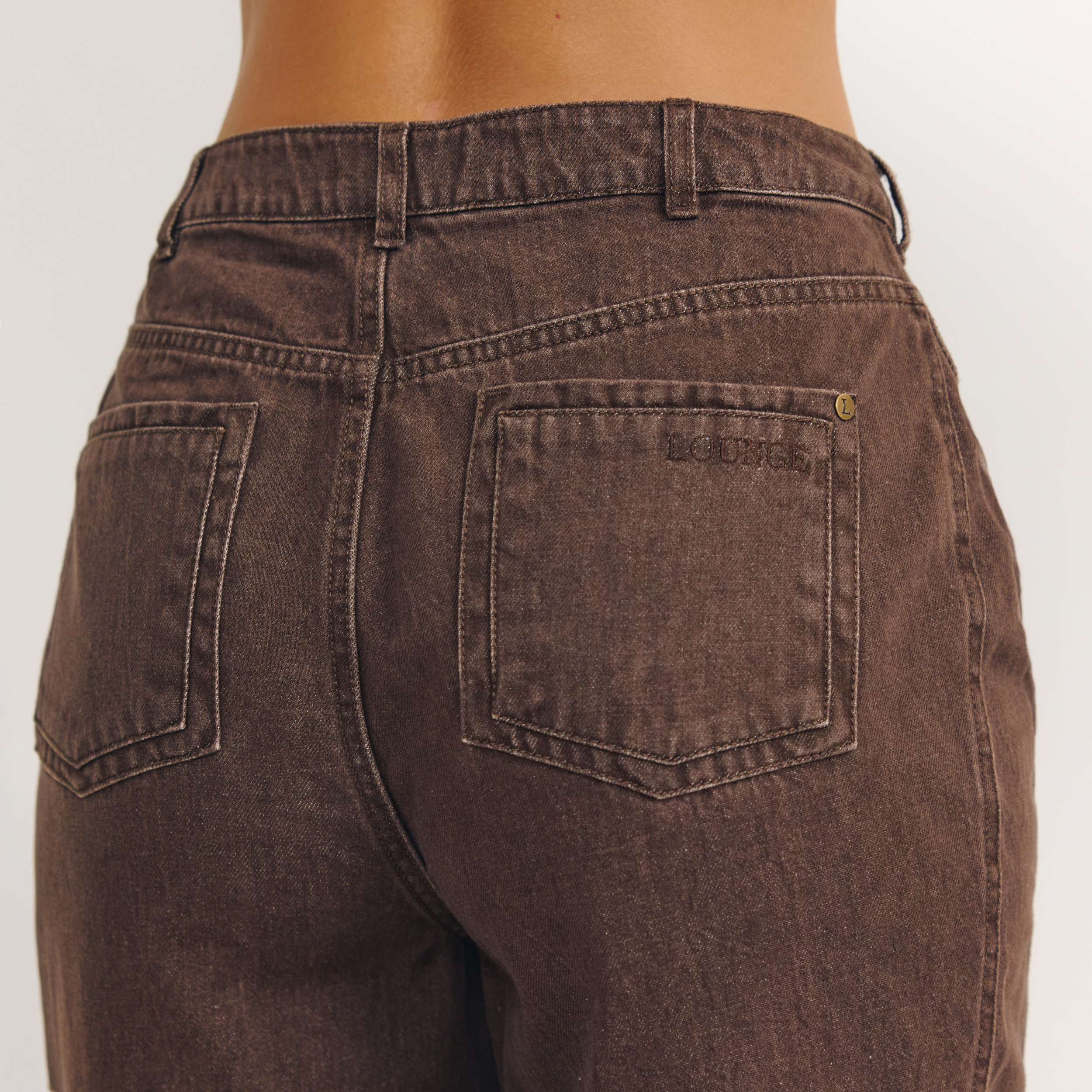 Jeans met lage taille en wijde pijpen | Jeans met lage taille en wijde pijpen - Espresso