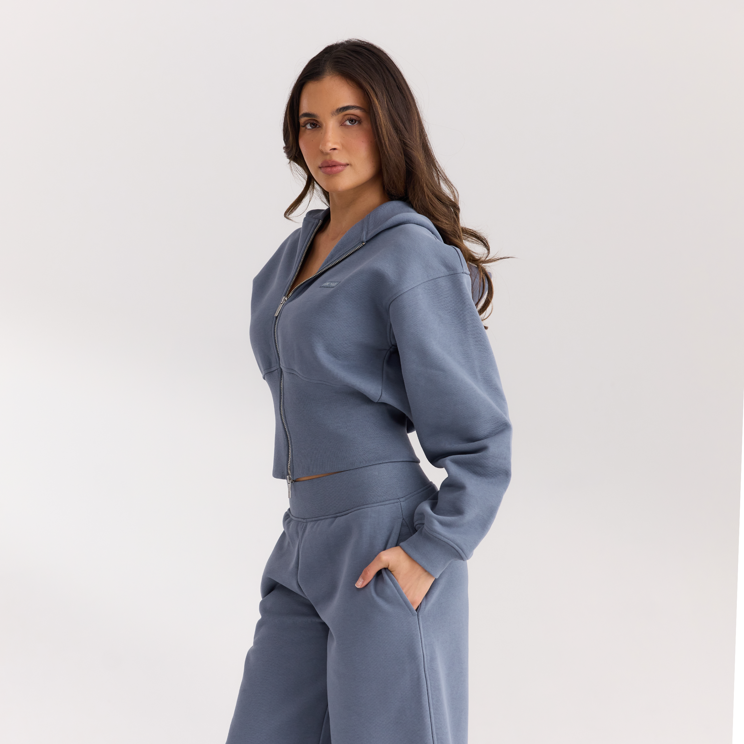 Getailleerde hoodie met ritssluiting | Getailleerde hoodie met ritssluiting - Leiblauw