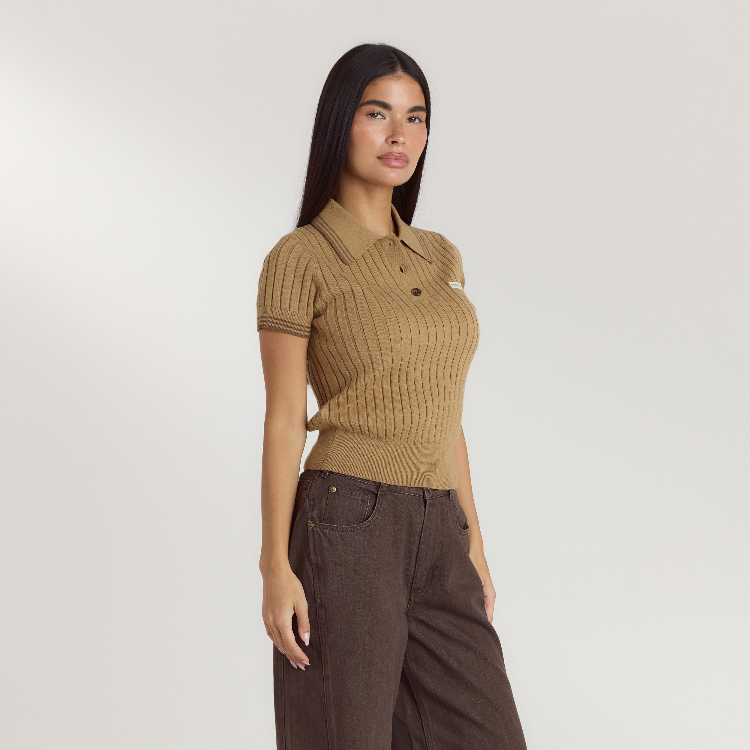 Gebreide Polotop | Gebreide Polotop - Tan