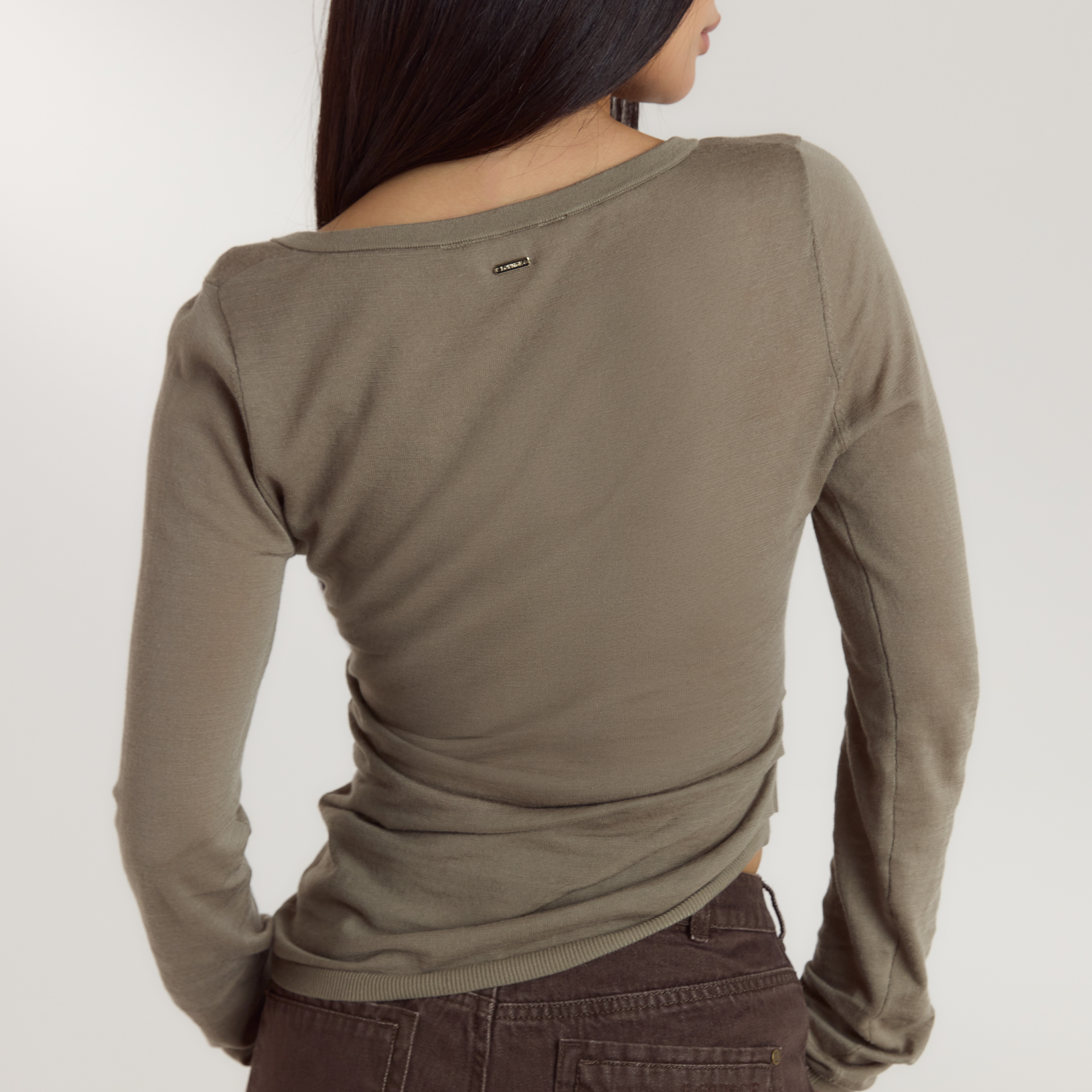 Asymmetrische Fijngebreide Top | Asymmetrische Fijngebreide Top - Tijm