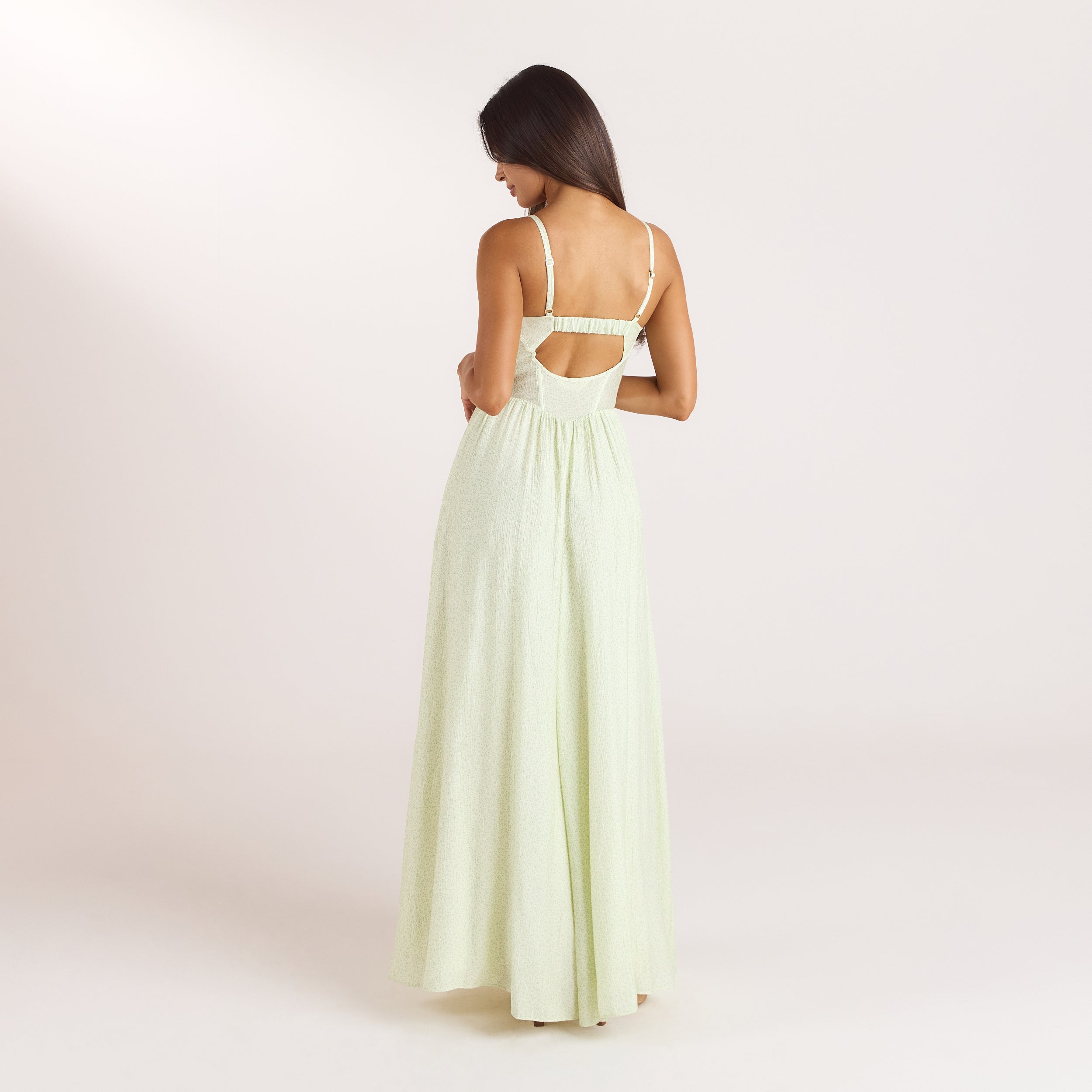 Wired Plunge Maxijurk | Wired Plunge Maxijurk - Crème Bloemenprint