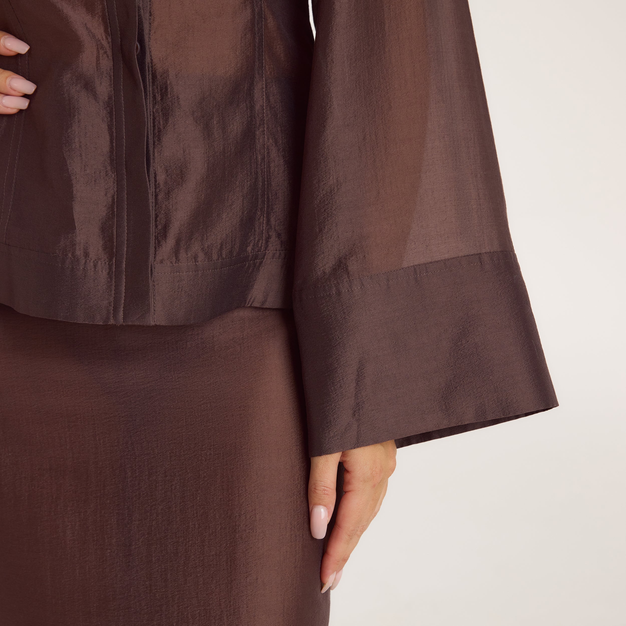 Getailleerd Sheer Shirt | Getailleerd Sheer Shirt - Chocolade