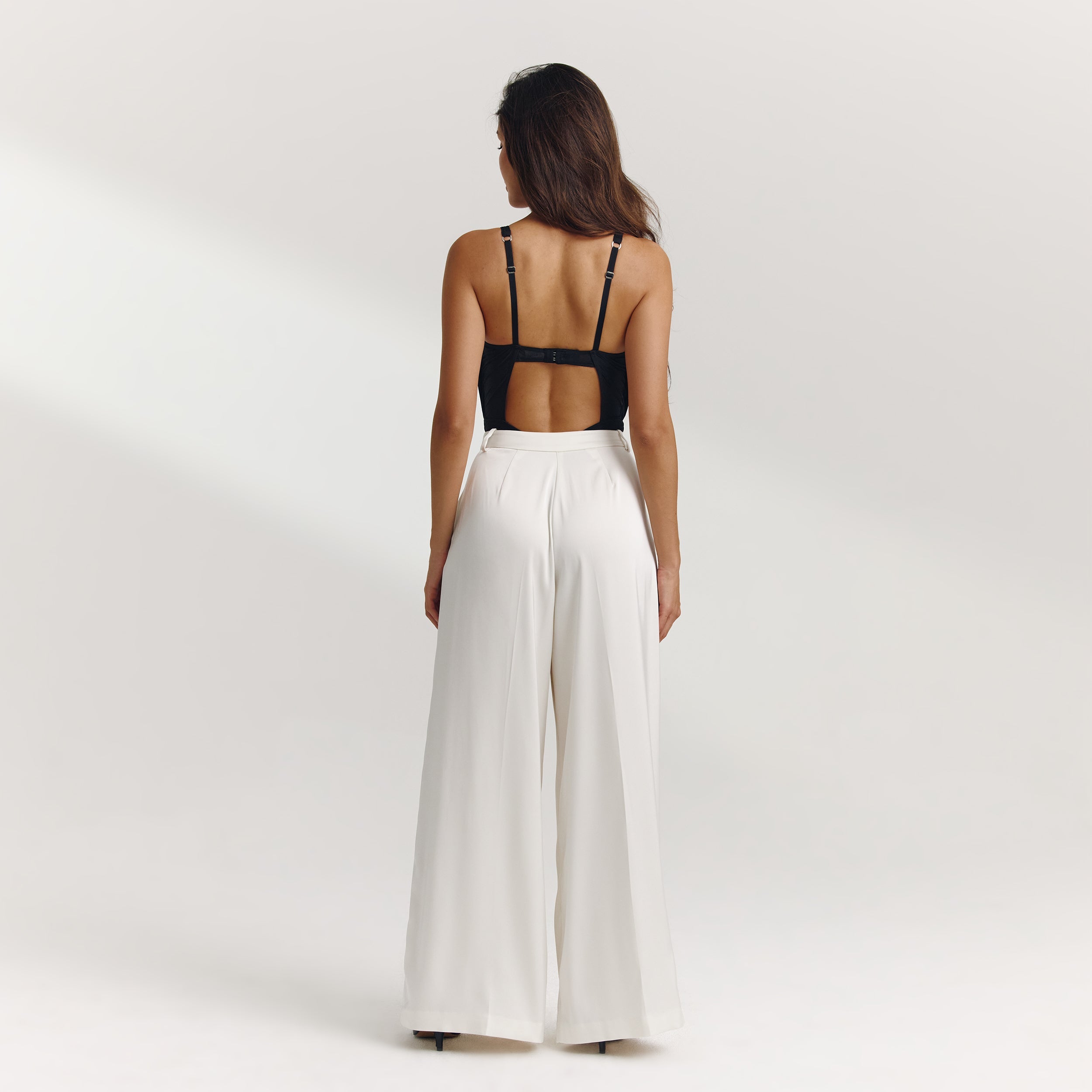 Pleated Mesh Bodysuit | Pleated Mesh Bodysuit - Zwart