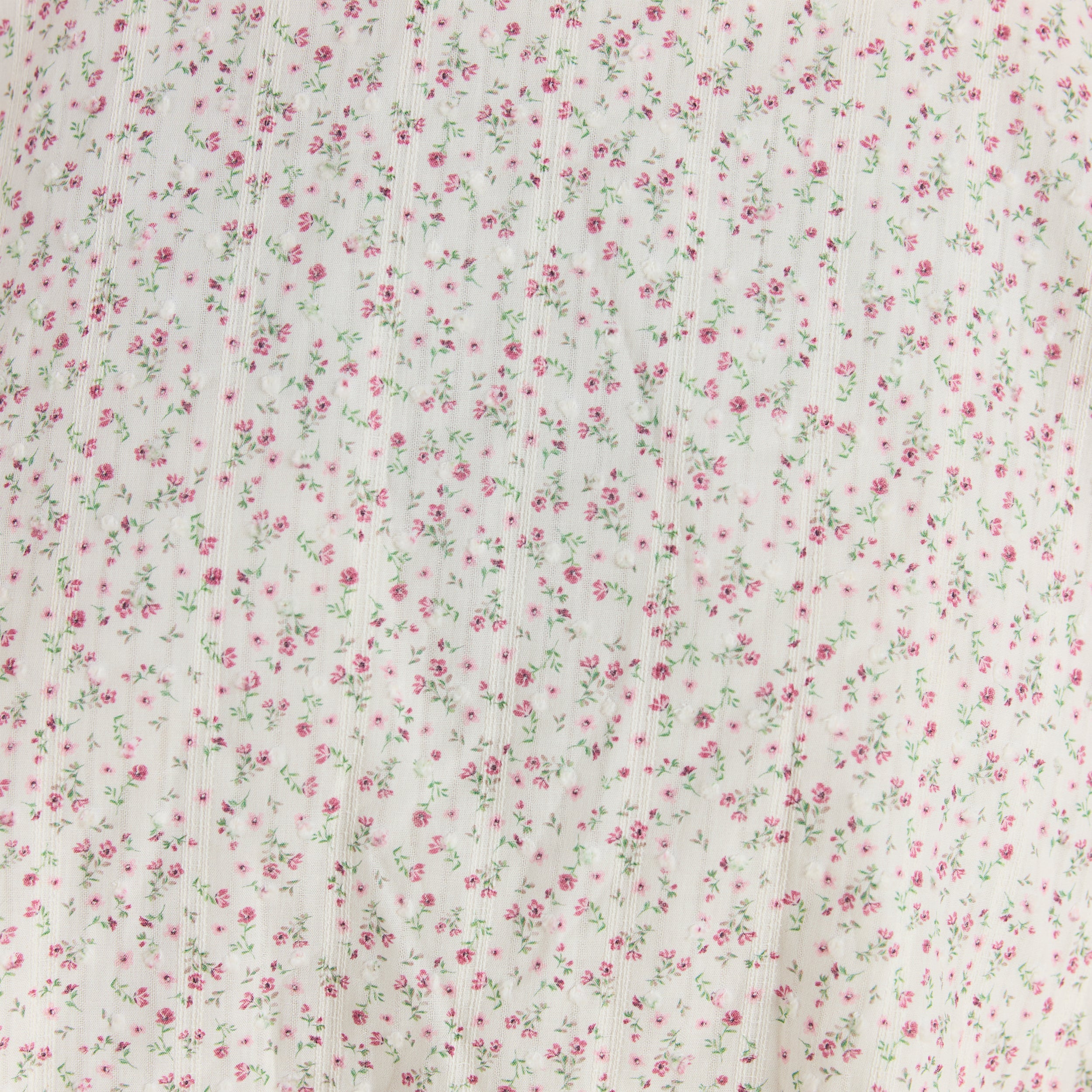 Mini-jurk met plooien en kant | Mini-jurk met plooien en kant - Crème Bloemenprint