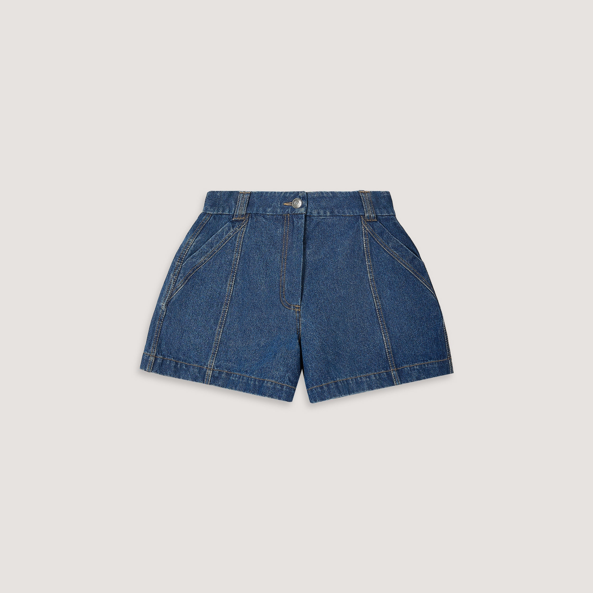 Wide-Hem Denim Shorts | Wide-Hem Denim Shorts - Blauw