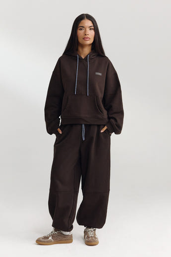 Joggingbroek met wijde pijpen - Donker Chocoladekleurig alternate