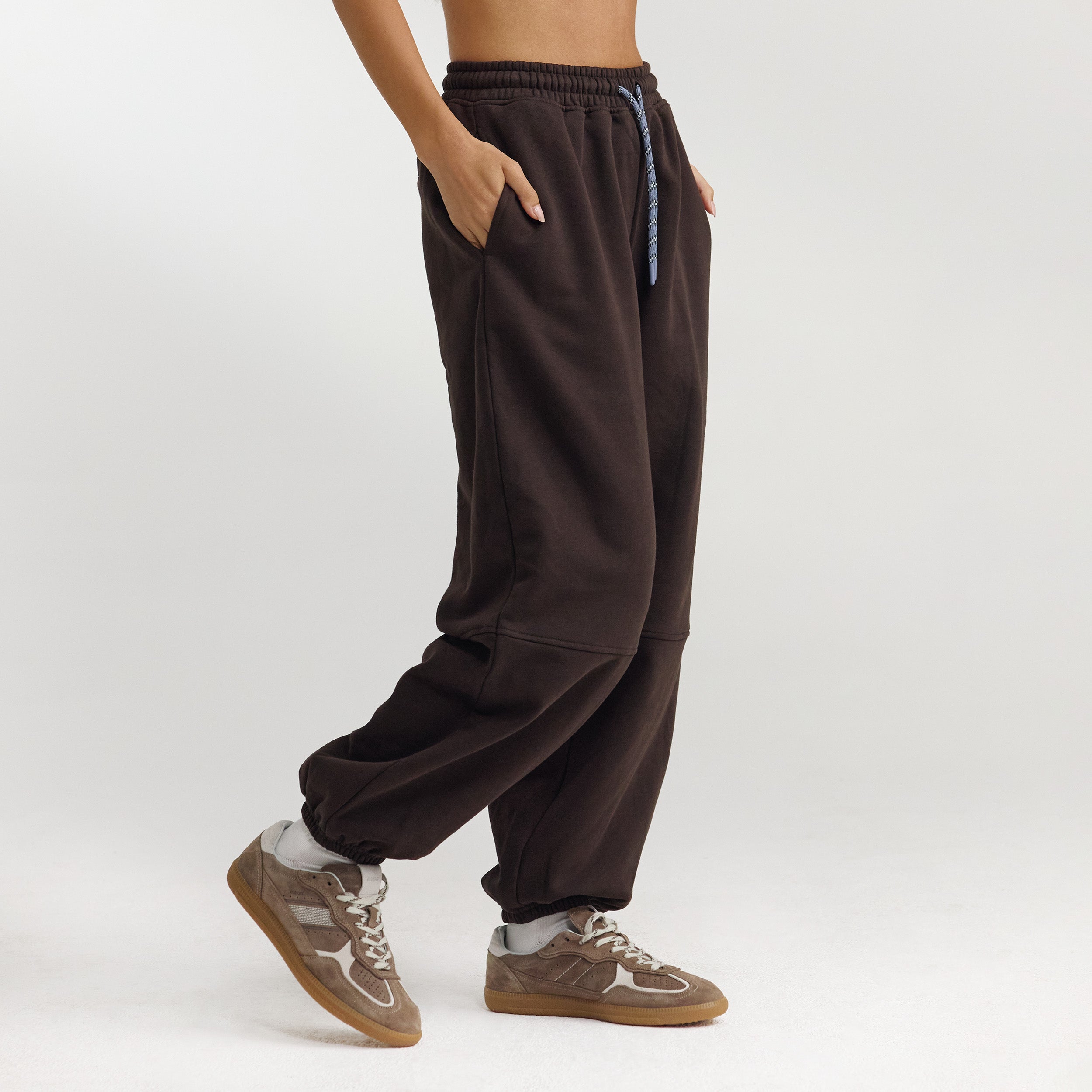 Joggingbroek met wijde pijpen | Joggingbroek met wijde pijpen - Donker Chocoladekleurig