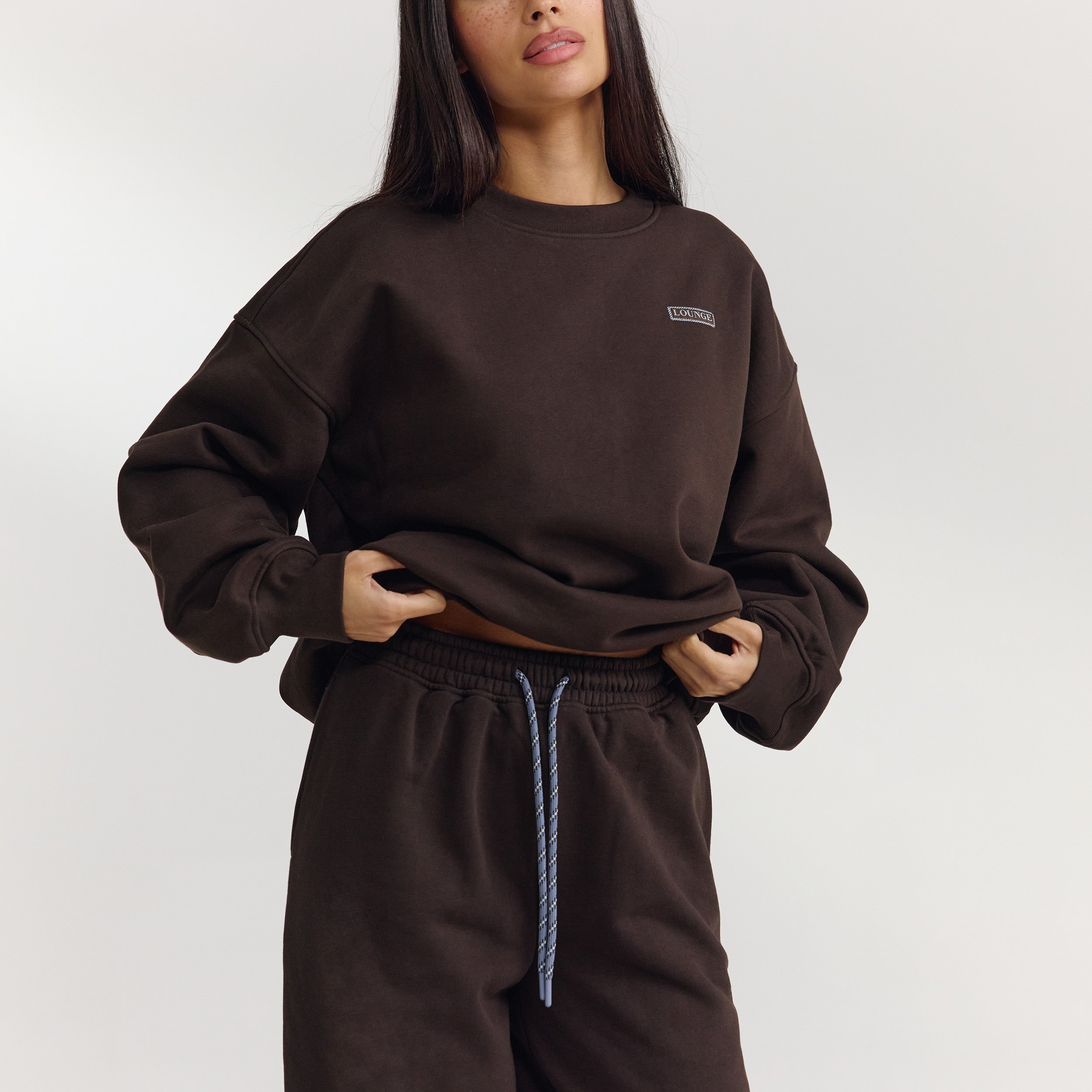 Joggingbroek met wijde pijpen | Joggingbroek met wijde pijpen - Donker Chocoladekleurig