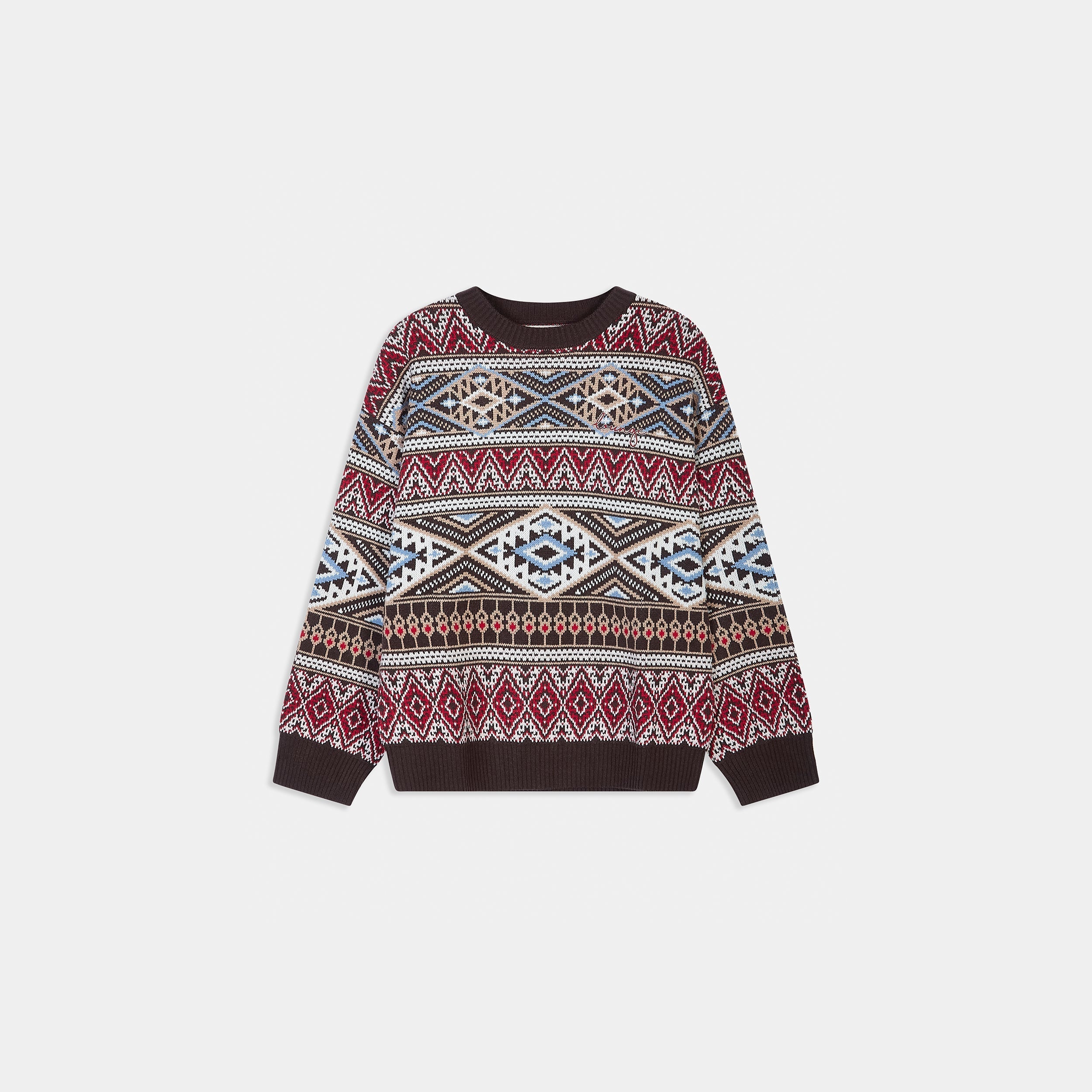 Fairisle Gebreide Trui | Fairisle Gebreide Trui - Bruin/Rood