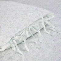 Bloom & Stripe Omkeerbaar Kussensloop (2-Pack) - Saliegroene Bloemenprint